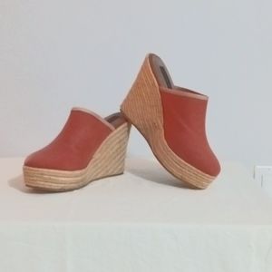 Steven by Steve Madden Burnt Orange Wedge Mule w/ Rope Woven Wedge Heel